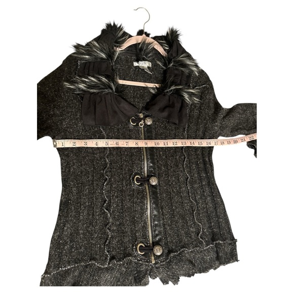 LaSeine Black Jacket with Faux Fur Trim - Picture 3 of 11